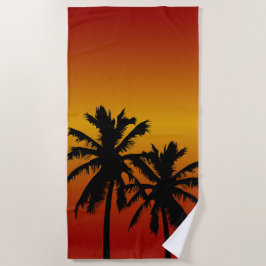 Palmen Silhouette in Orangensonne Strandtuch