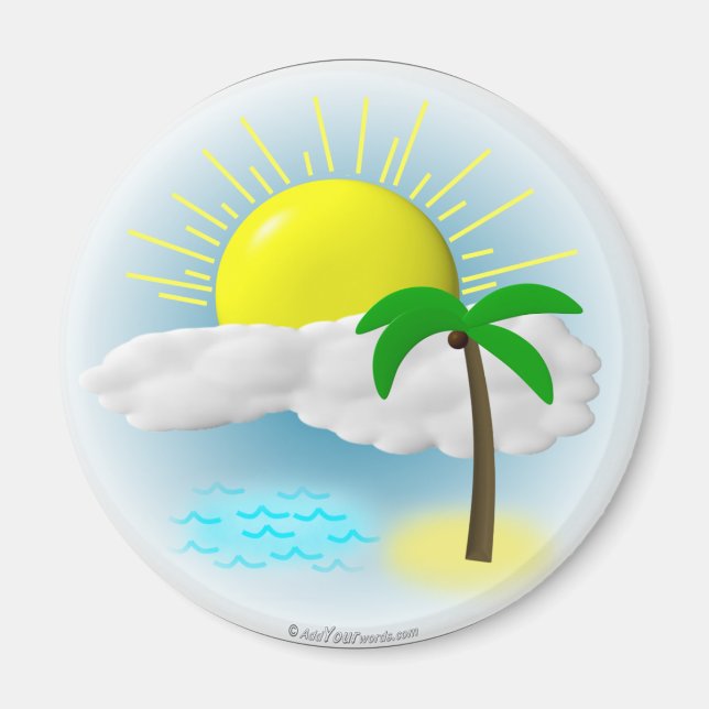 Palmen, Sonne und Strand Magnet (Vorne)