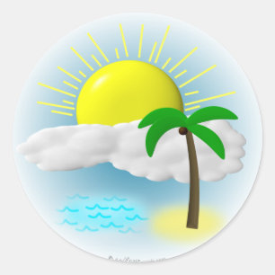 Palmen, Sonne und Strand Runder Aufkleber