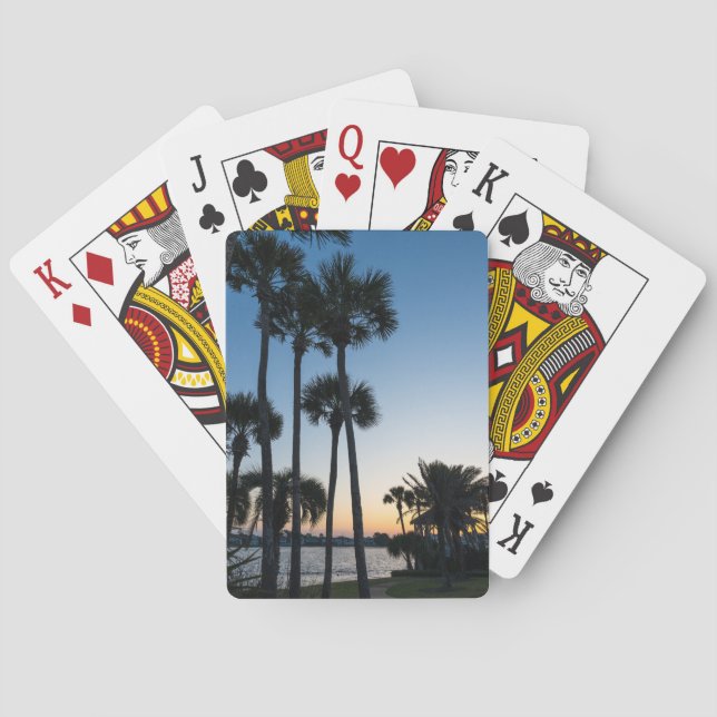Palmen Sonnenaufgang Destin Florida Spielkarten (Rückseite)