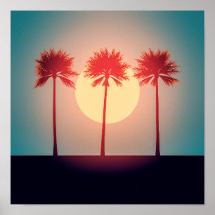 Palmen Sonnenuntergang Art Poster