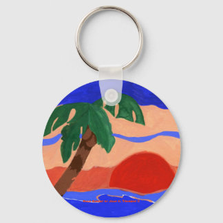 Palmen-Sonnenuntergang Keychain Schlüsselanhänger