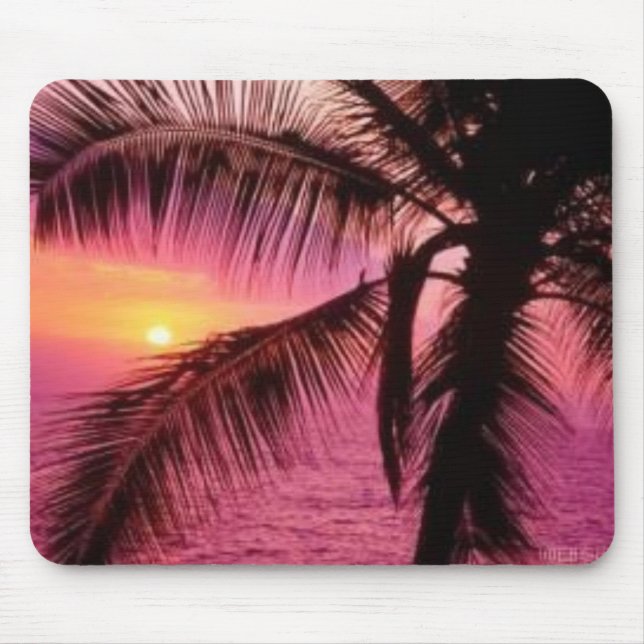 Palmen-Sonnenuntergang Mousepad (Vorne)
