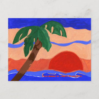 Palmen-Sonnenuntergang-Postkarte Postkarte