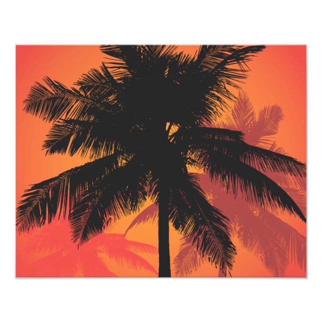 Palmen Trees Sunset Silhouetten Fotodruck (Vorne)