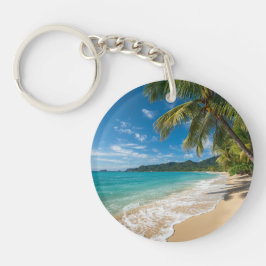 Palmen Tropischer Strand Ozean Schlüsselanhänger