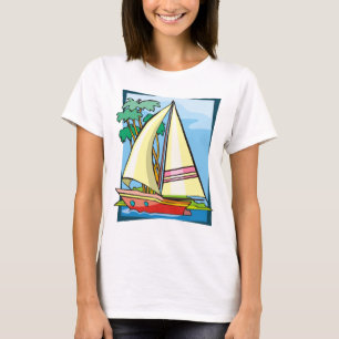 Palmen u. Segelboot T-Shirt