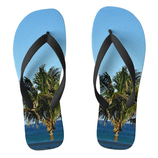 Palmen über dem Ozean Flip Flops (Fußbett)