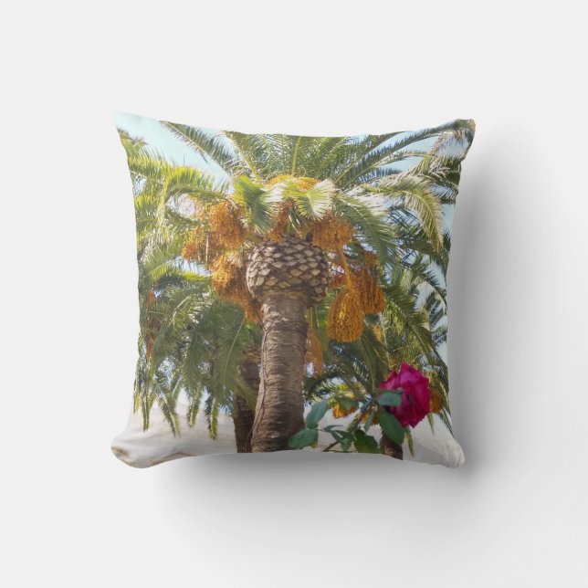 Palmen und eine Rose Kissen (Vorderseite)