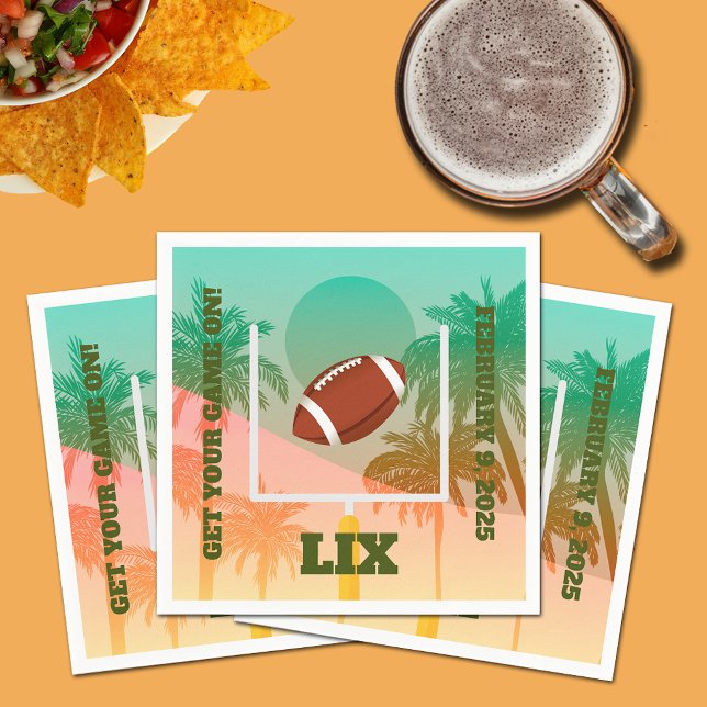 Palmen und Fußball Uprights Party Paper Serviette (Palm trees and football through the uprights cocktail napkins)