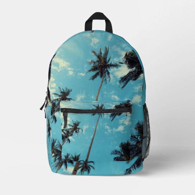 Palmen und Himmel Bedruckter Rucksack (Vorderseite)