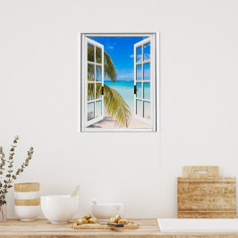 Palmen und künstliche Beachansicht Poster