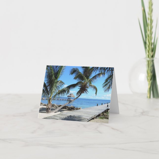 Palmen und Pier in Belize Karte (Vorderseite)