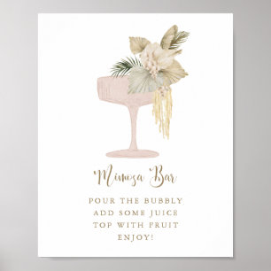 Palmen und Prosecco Dusche Mimosa Bar Sign Poster