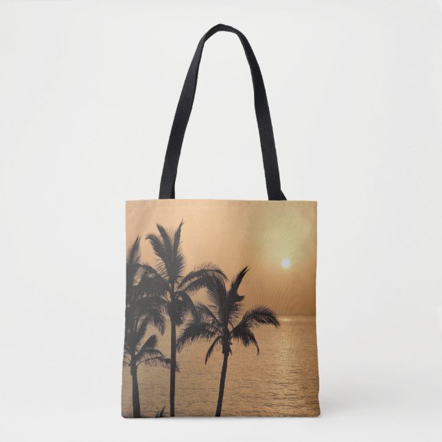 Palmen und romantischer Sonnenuntergang Tasche (Vorderseite)
