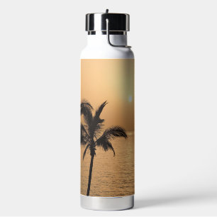 Palmen und romantischer Sonnenuntergang Trinkflasche