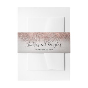 Palmen und Rose Gold Glitzer Beach Hochzeit Einladungsbanderole