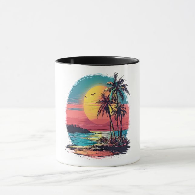 Palmen und Strand Tasse (Zentrum)