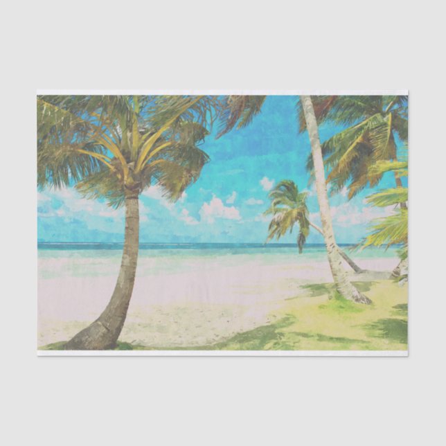 Palmen und Strand-themenorientiertes Seidenpapier (Vorderseite)