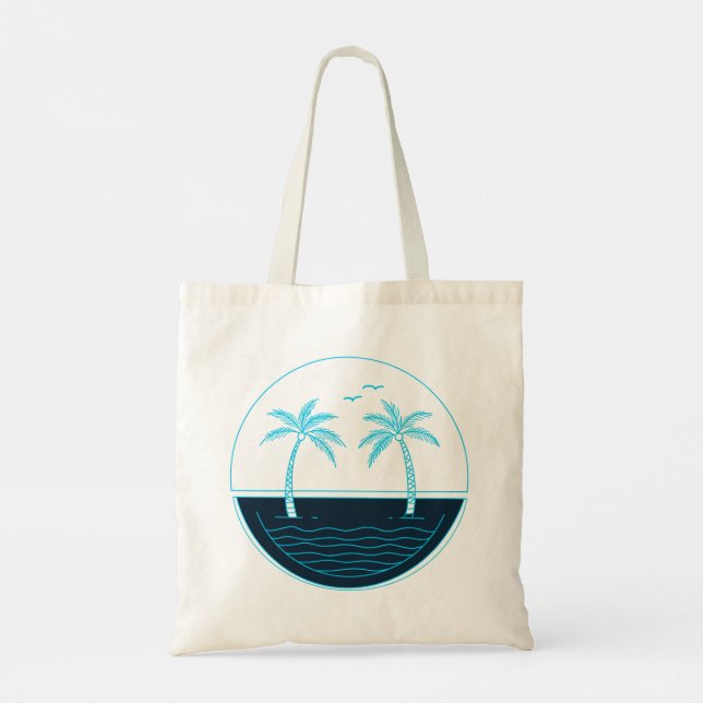 Palmen und Strand Tragetasche (Rückseite)