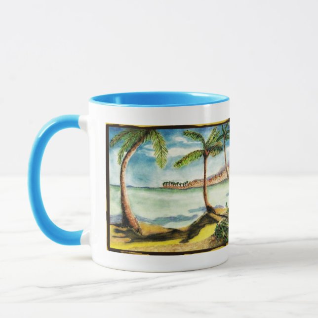 Palmen und Strand Zeichnend - Tasse für Getränke (Links)