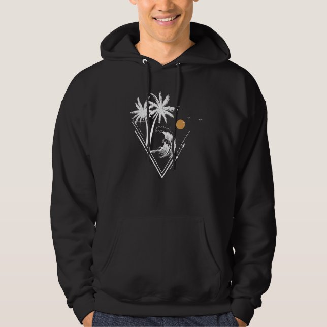 Palmen und Wellen Spaß Urlaub Beachwear Hoodie (Vorderseite)