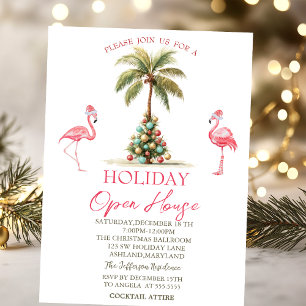 Palmen-Weihnachtsbälle Flamingos Holiday Open Hous Einladung