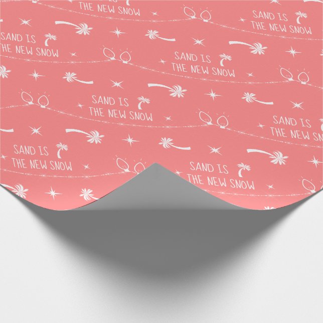 Palmen & Weihnachtsbeleuchtung Sand & Schnee | Kor Geschenkpapier (Ecke)
