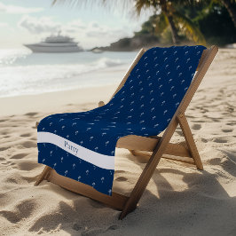 Palmen weiß auf Marineblau Strandtuch