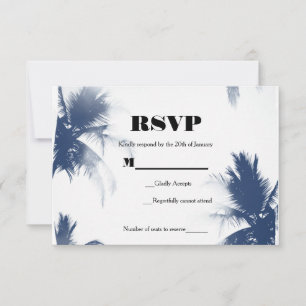 Palmen Weiße Glamour Chic Moderne Tropische RSVP Karte