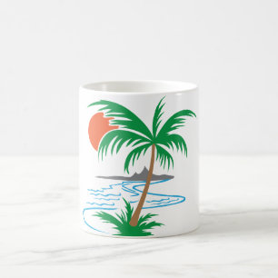 Palmenbaum am Fluss Tropische Sonnenuntergangsku Kaffeetasse