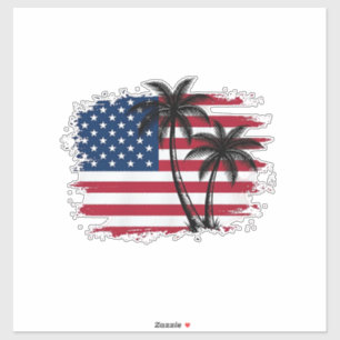 Palmenbaum Amerikanische Flagge Patriotischer Stra Aufkleber