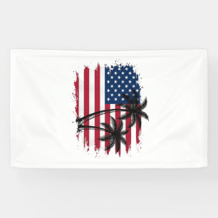 Palmenbaum Amerikanische Flagge Patriotischer Stra Banner