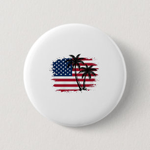 Palmenbaum Amerikanische Flagge Patriotischer Stra Button