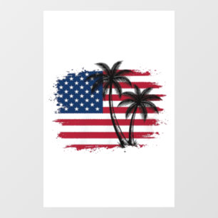Palmenbaum Amerikanische Flagge Patriotischer Stra Fensteraufkleber