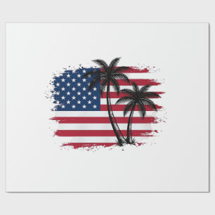 Palmenbaum Amerikanische Flagge Patriotischer Stra Geschenkpapier
