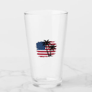 Palmenbaum Amerikanische Flagge Patriotischer Stra Glas