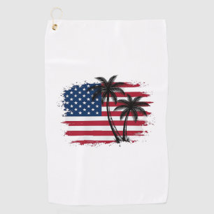 Palmenbaum Amerikanische Flagge Patriotischer Stra Golfhandtuch