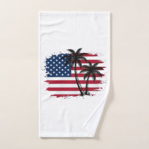 Palmenbaum Amerikanische Flagge Patriotischer Stra Handtuch