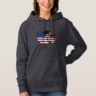 Palmenbaum Amerikanische Flagge Patriotischer Stra Hoodie