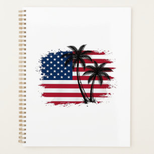 Palmenbaum Amerikanische Flagge Patriotischer Stra Planer