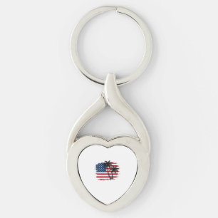 Palmenbaum Amerikanische Flagge Patriotischer Stra Schlüsselanhänger