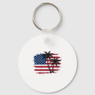 Palmenbaum Amerikanische Flagge Patriotischer Stra Schlüsselanhänger