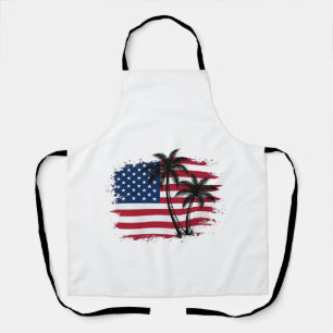 Palmenbaum Amerikanische Flagge Patriotischer Stra Schürze