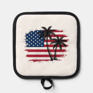 Palmenbaum Amerikanische Flagge Patriotischer Stra Topflappen