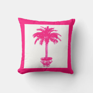 Palmenbaum - Fuchsia rosa und weiß Kissen