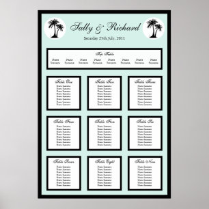 Palmenbaum für Hochzeitstühle am Strand - Druck Poster