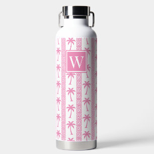 Palmenbaum-Griechischer-Schlüssel-Streifen – Rosa Trinkflasche