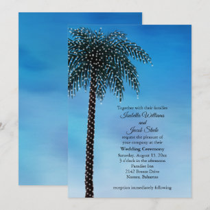 Palmenbaum Hochzeit einladen Wasserfarbe Einladung