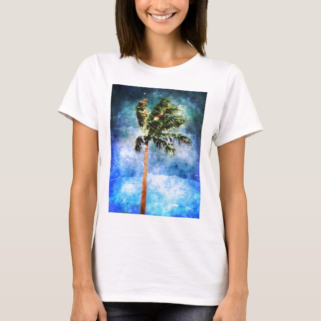 Palmenbaum in einem tropischen Sturm T-Shirt (Vorderseite)